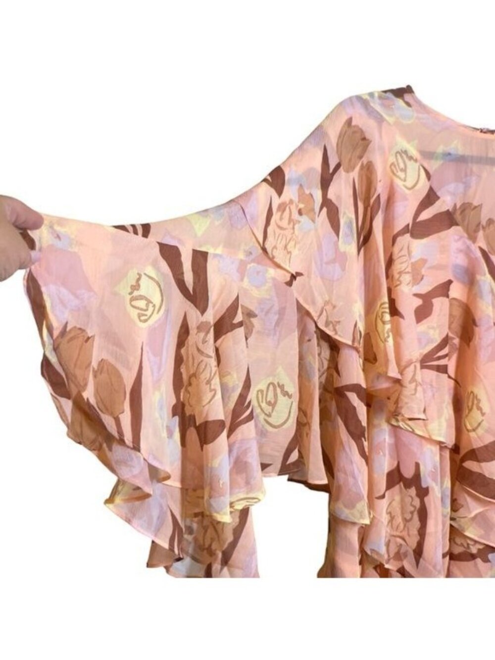 NWT TED BAKER LONDON Pegaia Bell Sleeve Mini Dress in Peach, size US 6 - Picture 3 of 14